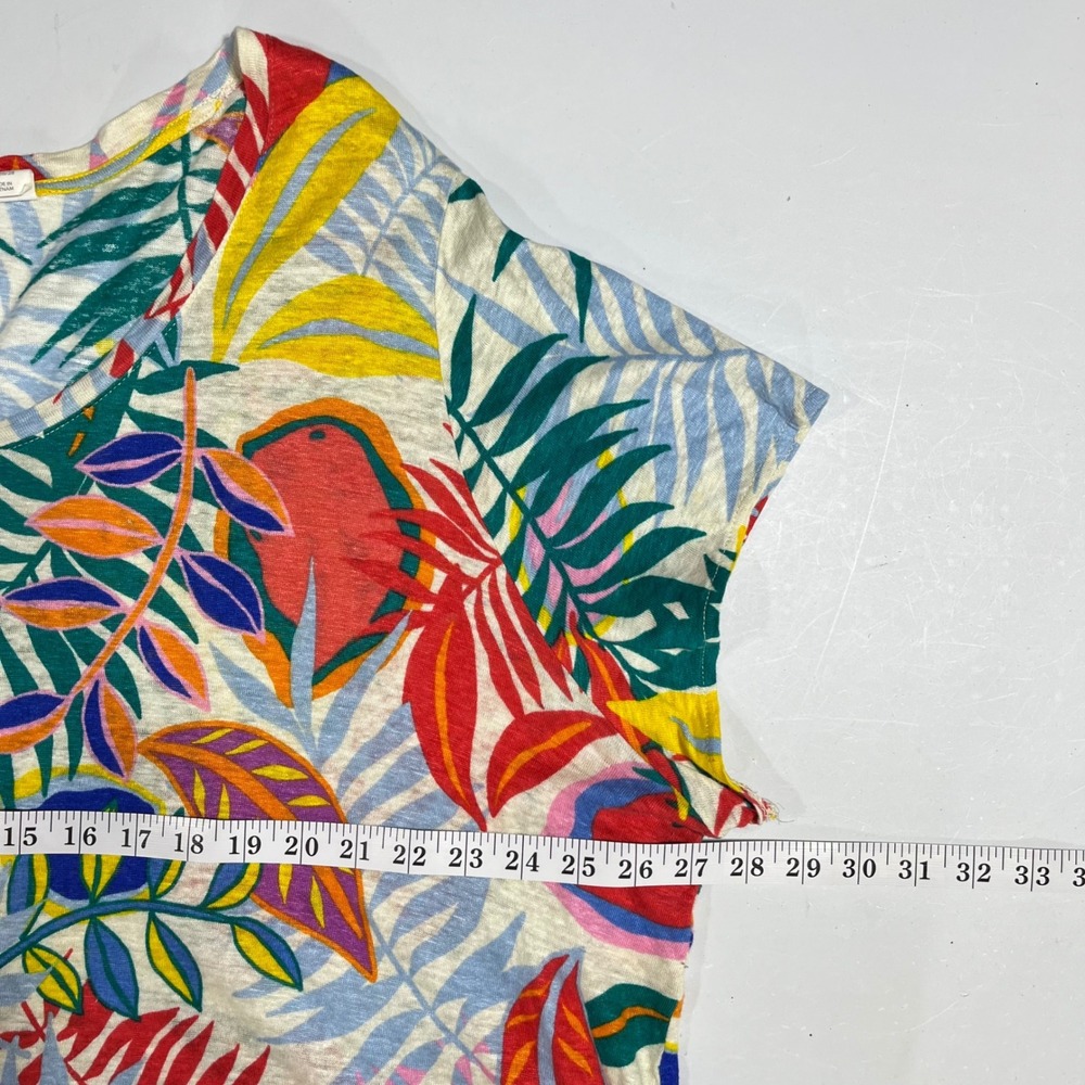 C&C Resort Tropical Linen V-Neck Short Sleeve Top Womens 3X Vacation Cruise Boho - Picture 7 of 8